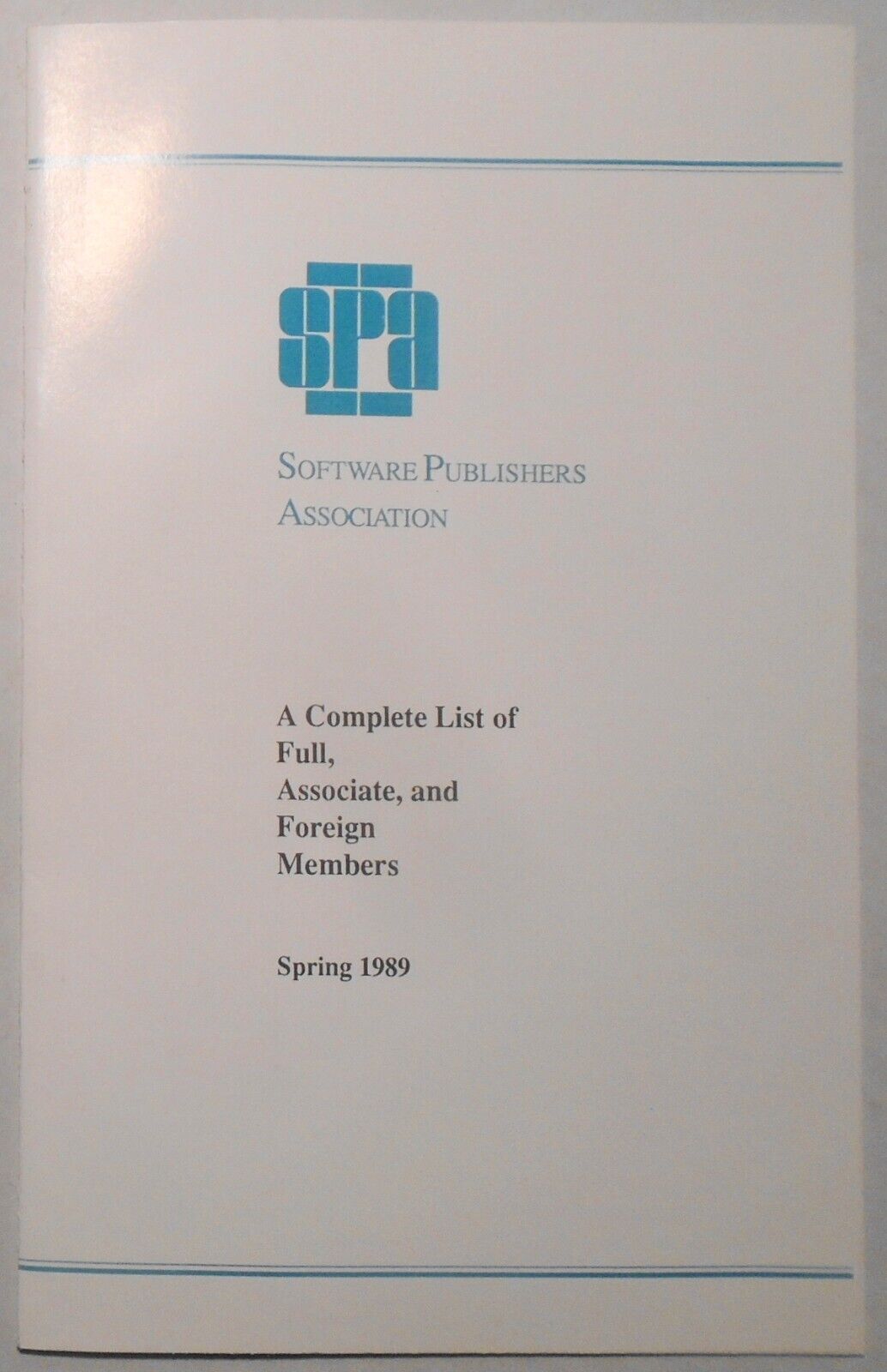 Software Publishers Association Membership Application and Literature - 1989
