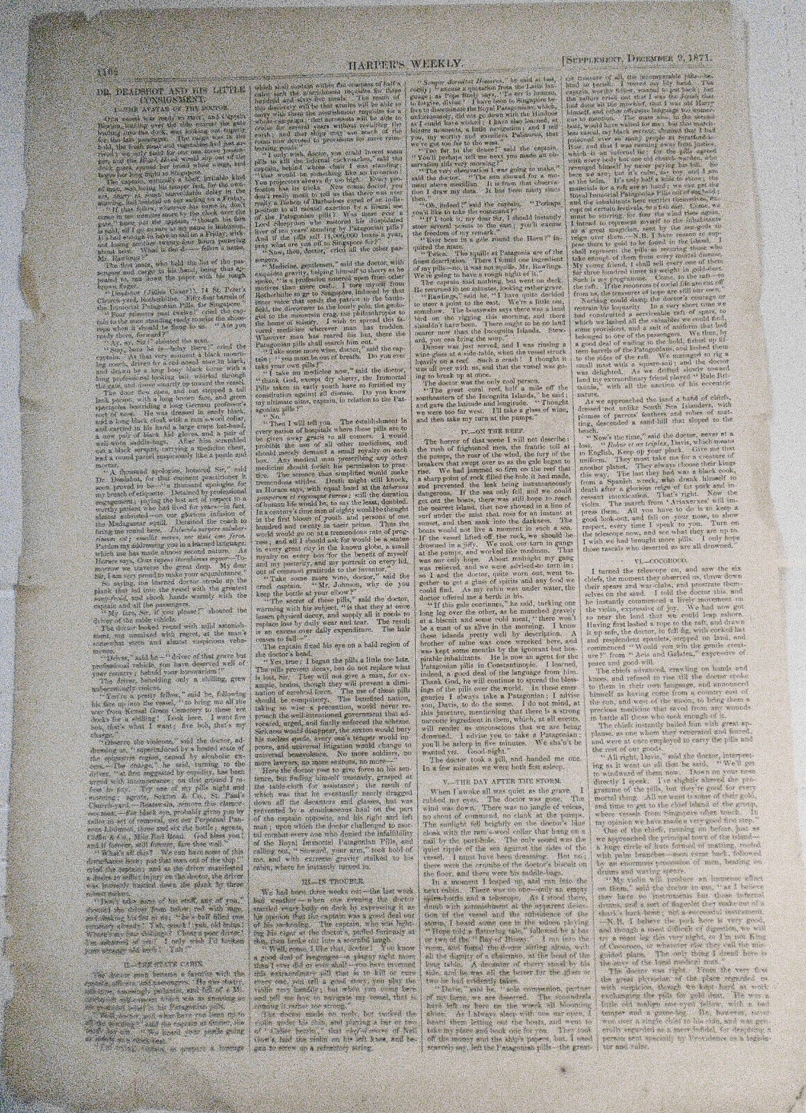 "Russian Characteristics". 1871 Harper's Weekly - Original, Page With 3 Prints