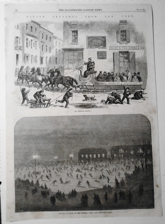 Winter Sketches From New York -- The Illustrated London News - January 21, 1865