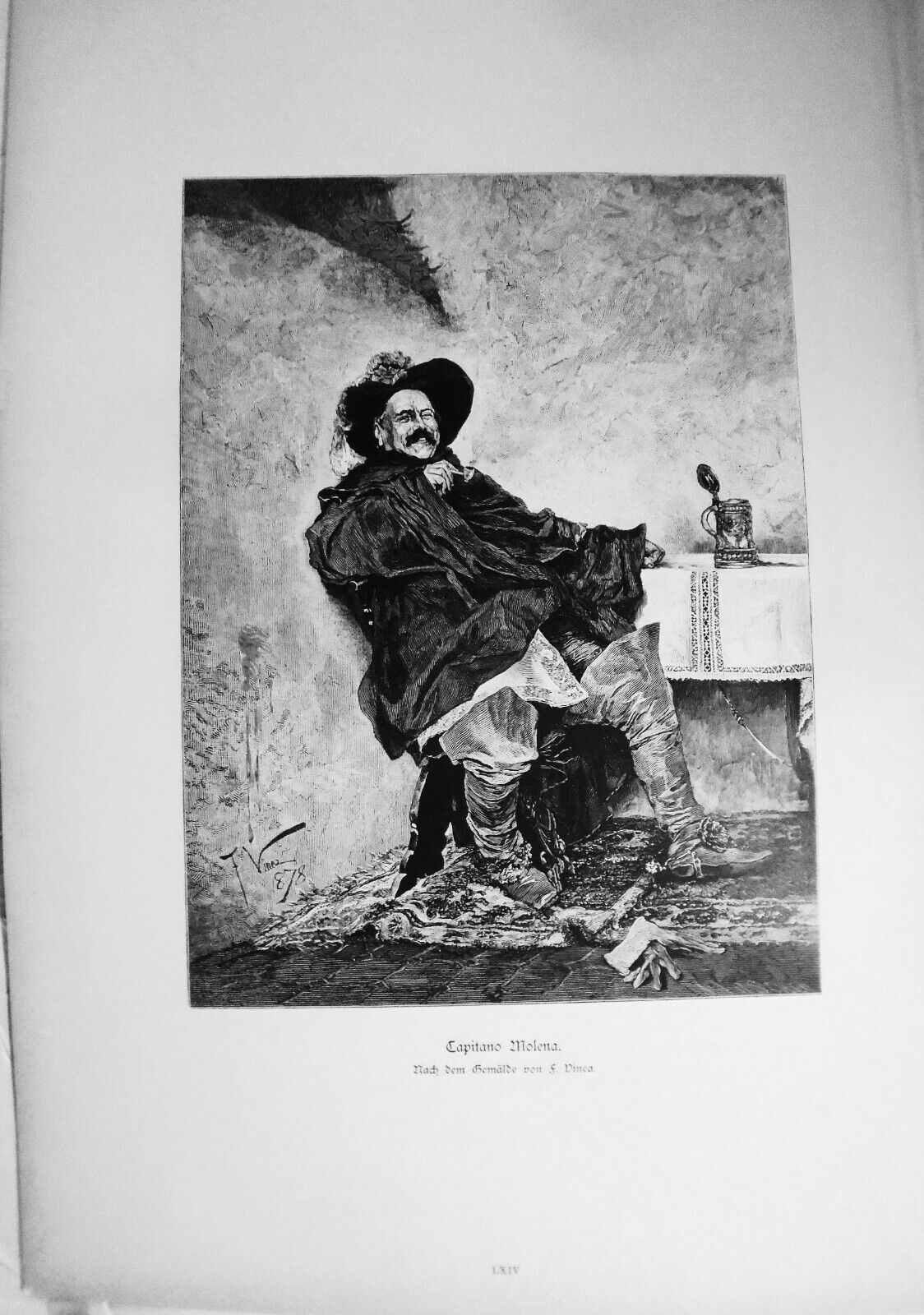 Capitano Molena, by F. Vinea  --  1884 - Original antique print - 16 x 11 inches
