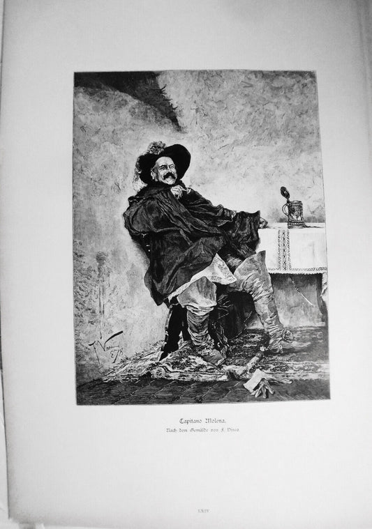 Capitano Molena, by F. Vinea  --  1884 - Original antique print - 16 x 11 inches