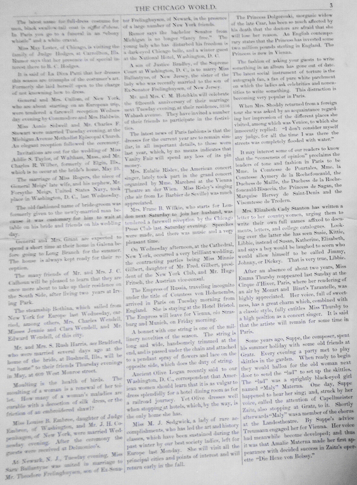 Chicago World - Society & the Fine Arts - April 30, 1881 Complete Original Issue