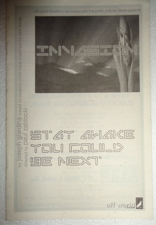Invasion (of the body snatchers) by Joseph Giardina - Program -Puffin Forum 2006