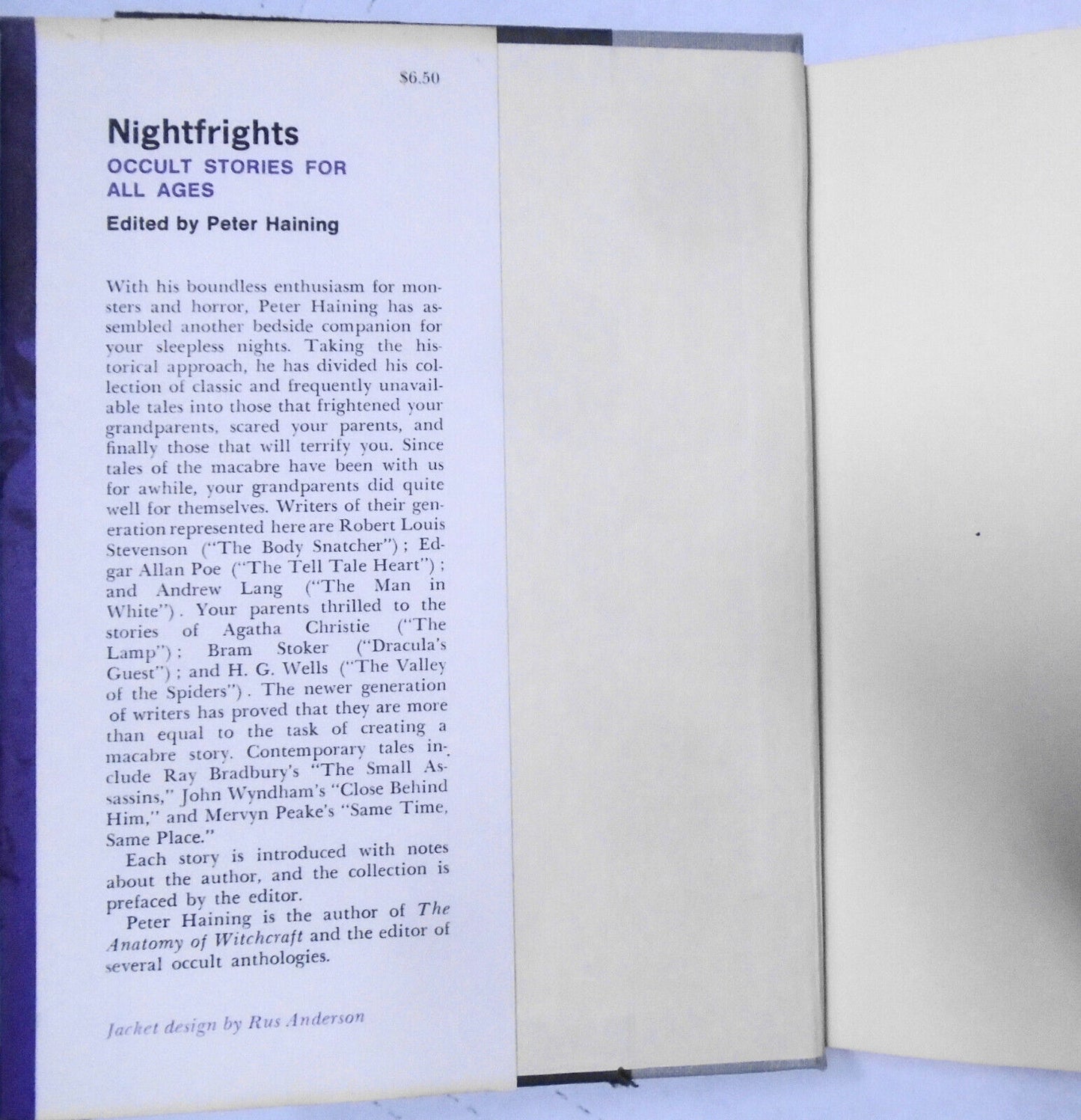Nightfrights: Occult Stories for All Ages, by Peter Haining. 1973. Fine/VG HC/DJ