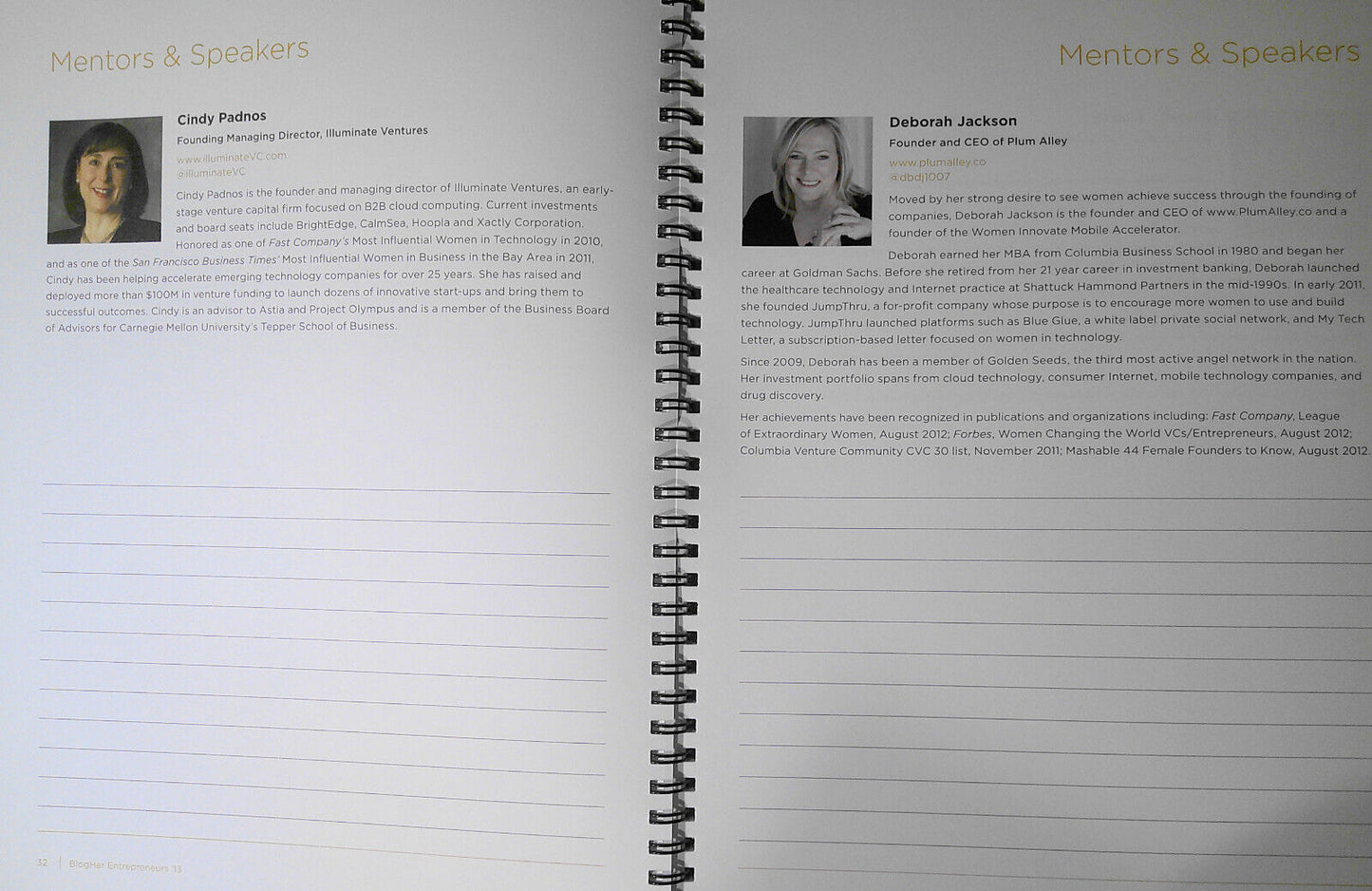 BlogHer Entrepreneurs Conference 2013 program book. Silicon Valley, March 21-23