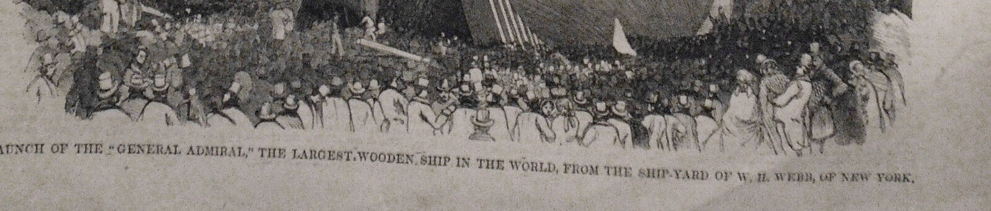 Launch Of The "General Admiral" The Largest Wooden Ship In The World - 1858