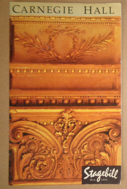 Barbara Bonney, Soprano & Warren Jones, Piano - Carnegie Hall Stagebill Oct,1993
