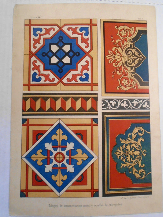 Dibujos de ornamentacion mural y cenefas de entrepanos - litho. ca 1890, J. Seix