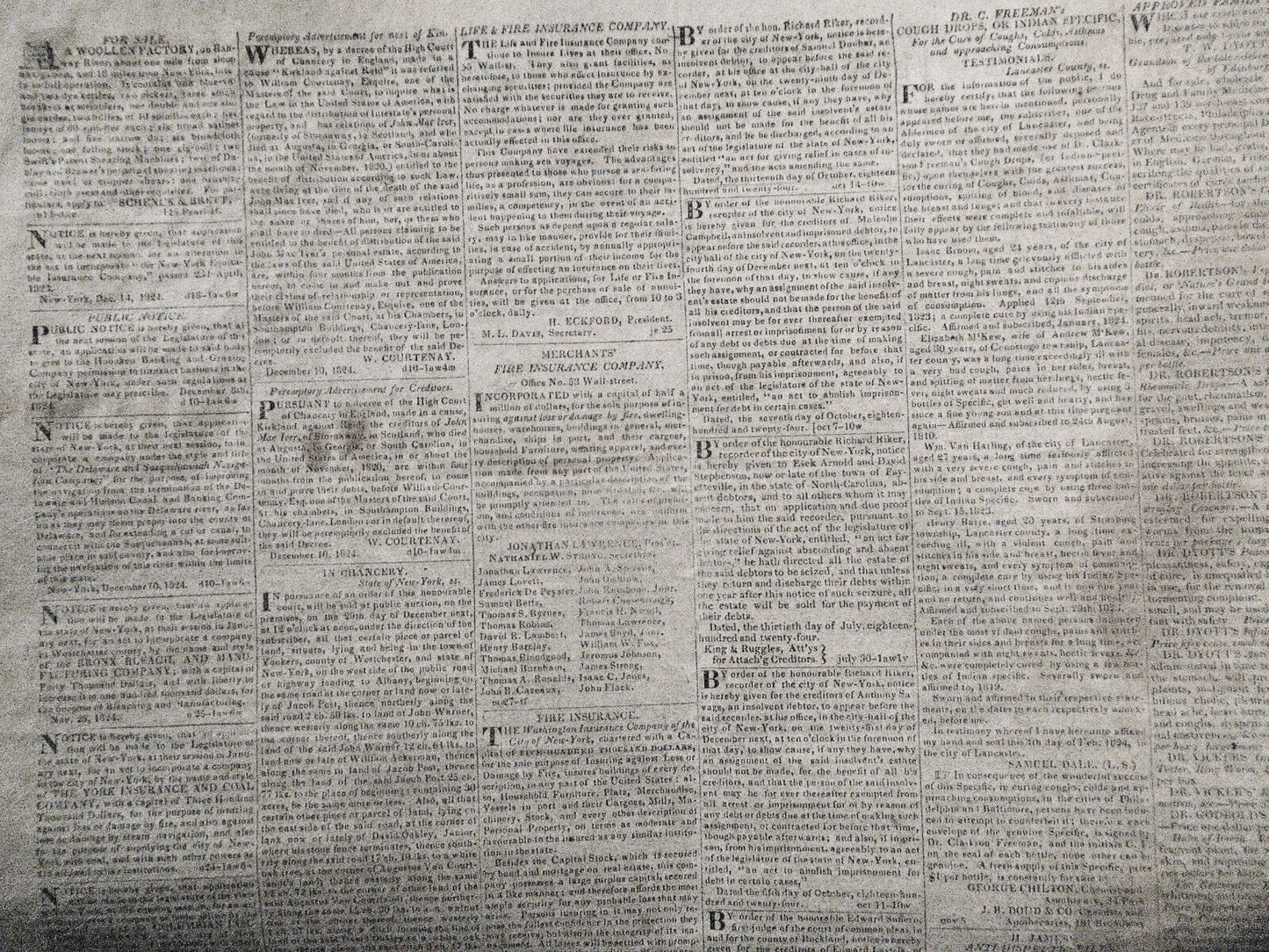 THE NEW-YORK STATESMAN, December 22, 1824 - NY Governor DeWitt Clinton's copy