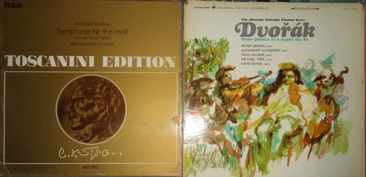 12 Dvorak LPs: Prague Neumann (2) Kubelik (2) Toscanini (2) Kertesz Rostropovich