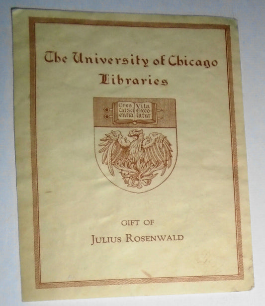 University Of Chicago Libraries - Julius Rosenwald Gift Bookplate -  Circa 1900