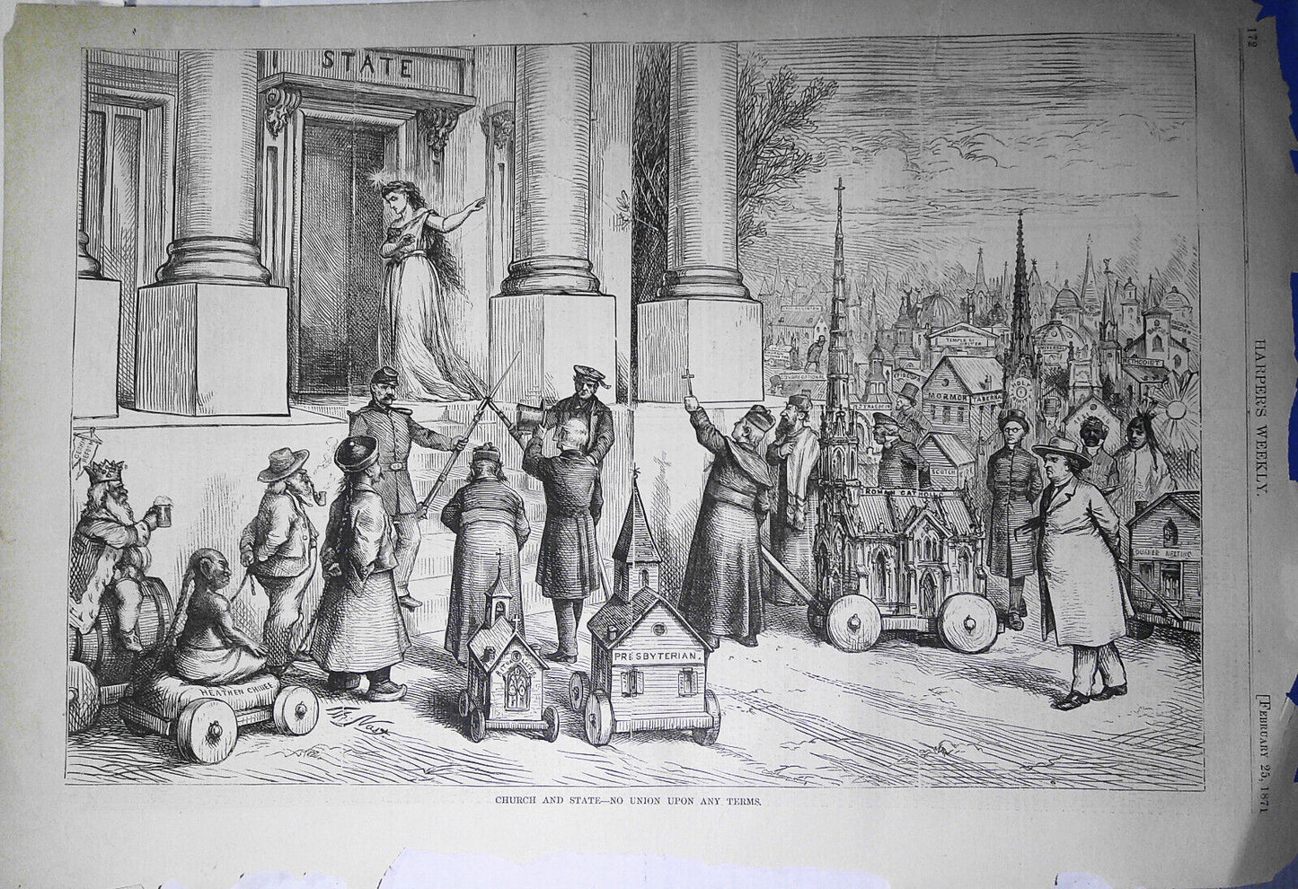 Church and State - No union upon any terms, by Thomas Nast Harper's Weekly 1871
