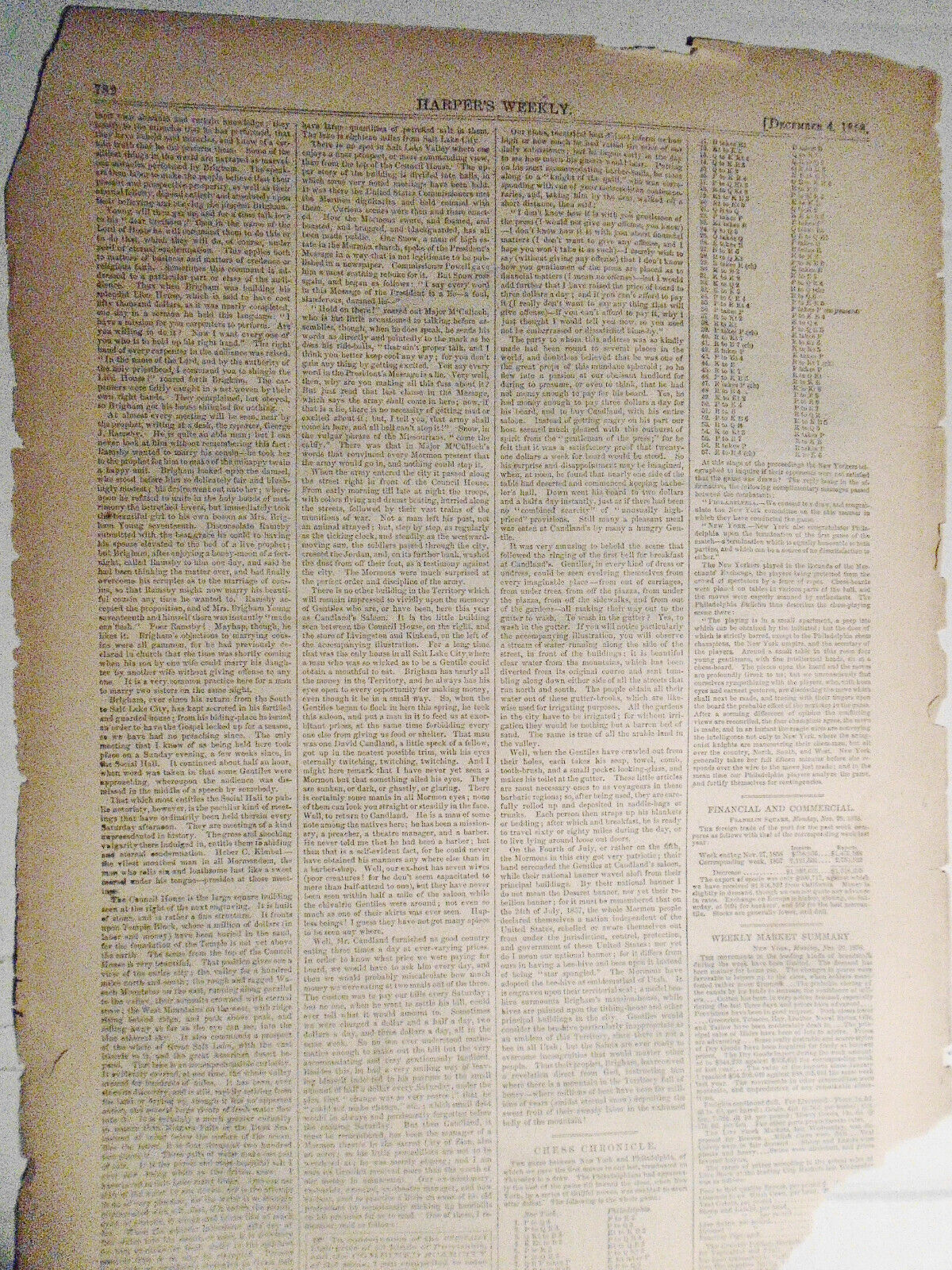 "Interesting Facts About The Mormons" - Harper's Weekly 1858, Story & 2 Prints