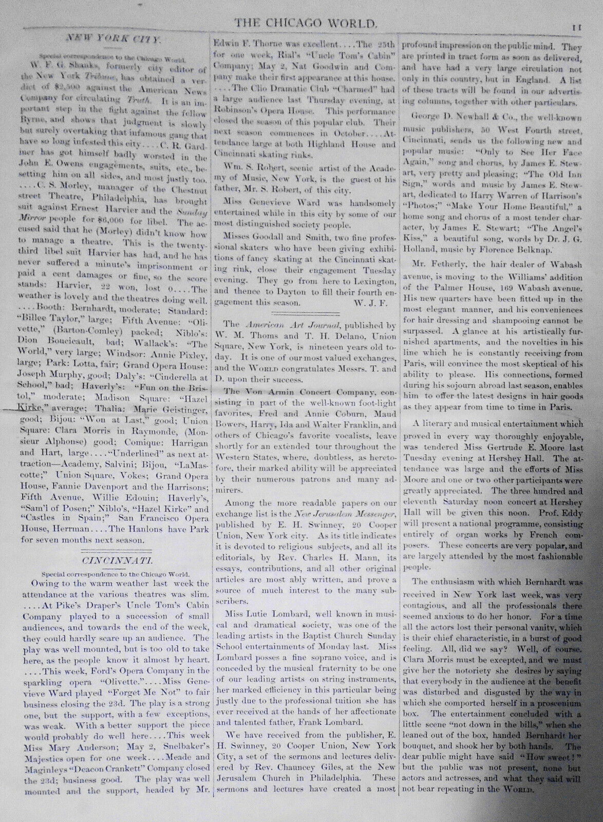 Chicago World - Society & the Fine Arts - April 30, 1881 Complete Original Issue