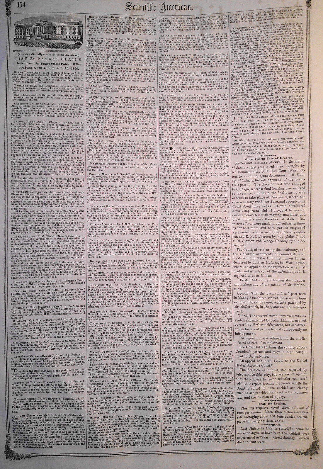 Scientific American, January 26, 1856. Original complete issue.