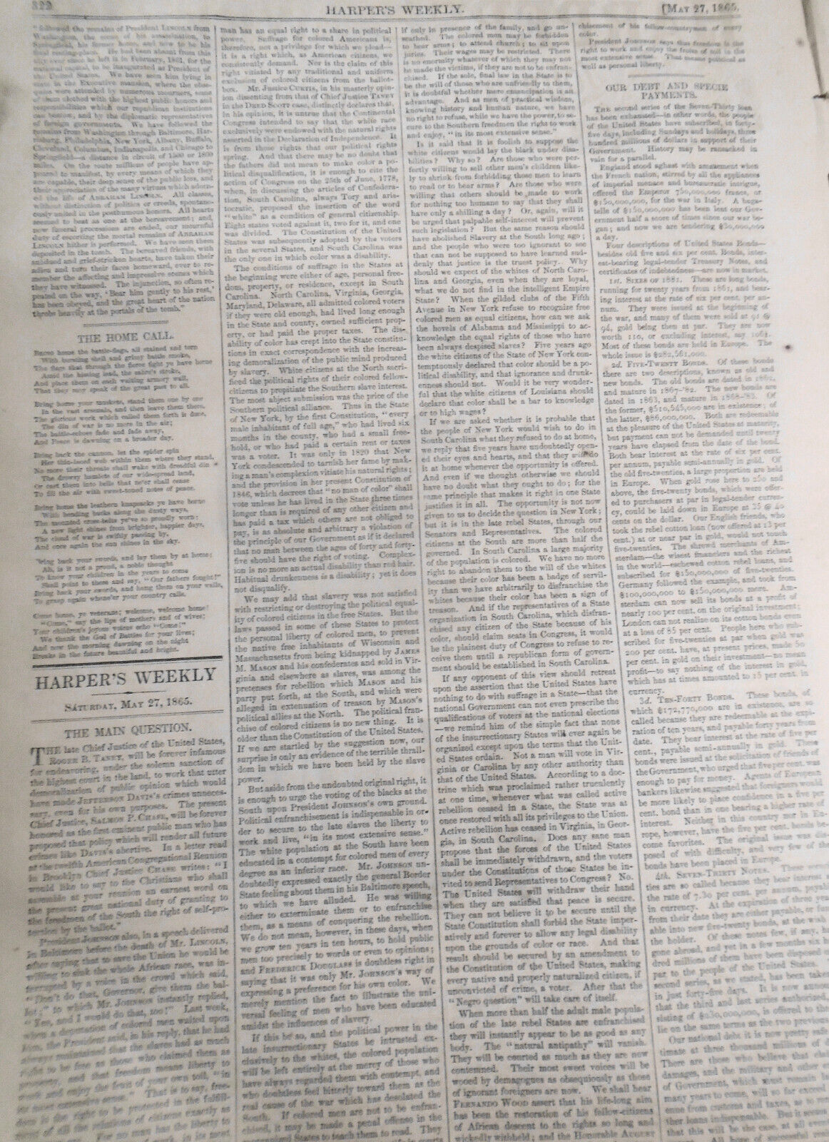Harper's Weekly May 27, 1865 Original issue: Lincoln's Burial and Procession etc