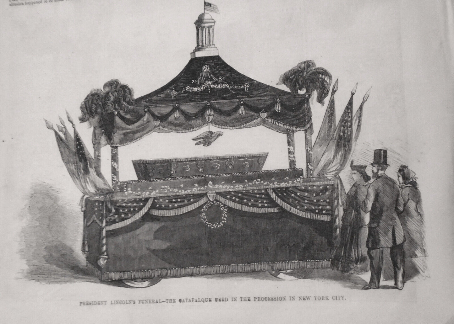 Harpers Weekly Full Page Civil War Lincoln Assassination Funeral Casket May 1865