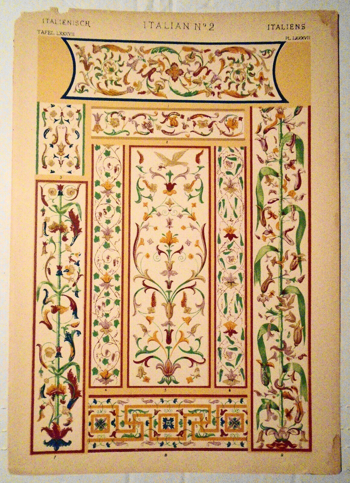 1868 ITALIAN No. 2 by Owen Jones - Color Lithograph from The Grammar of Ornament