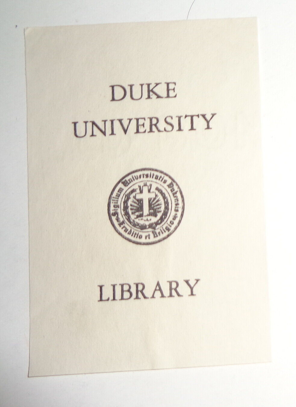 Duke University Library Ex Libris Bookplate