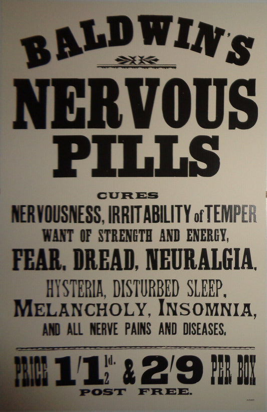 Baldwin's Nervous Pills - Window card Poster