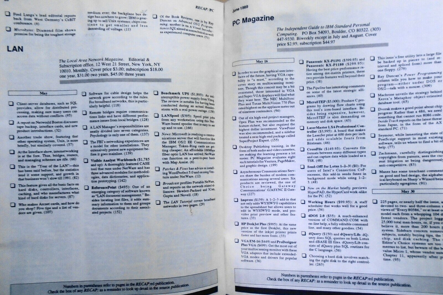 Recap : PC, June 1989. Monthly digest about IBM PCs and compatibles.
