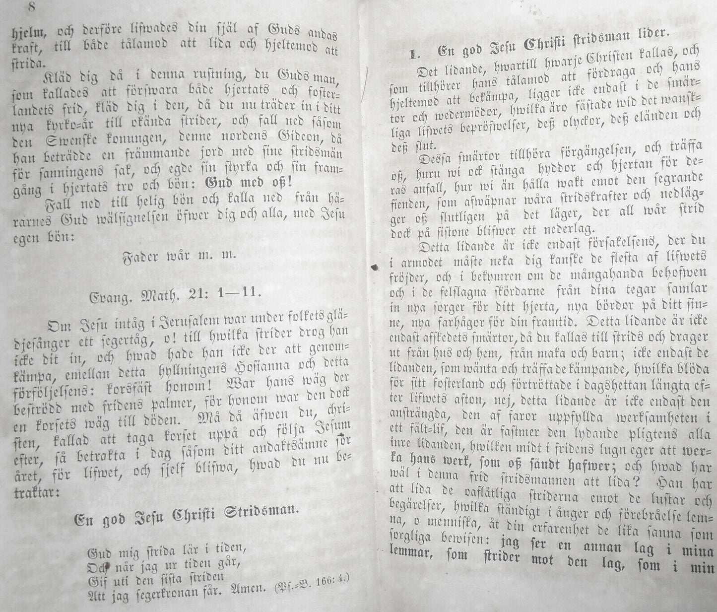 1857 Fridens ord till Stridens Man, by A C Lindstrom. Words ... to men of battle