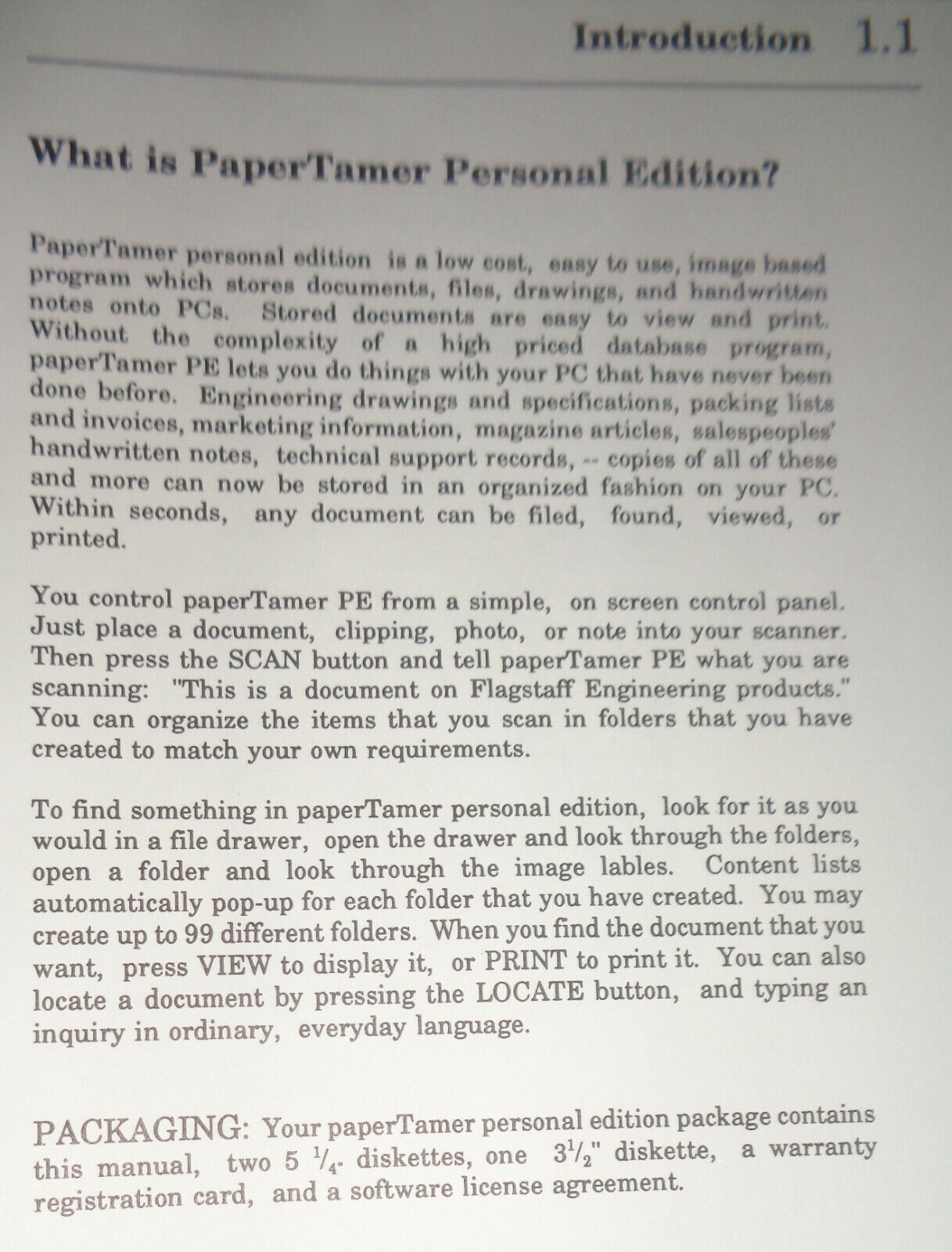 PaperTamer by Flagstaff Engineering. 1990 Version 1.0. For IBM PCs