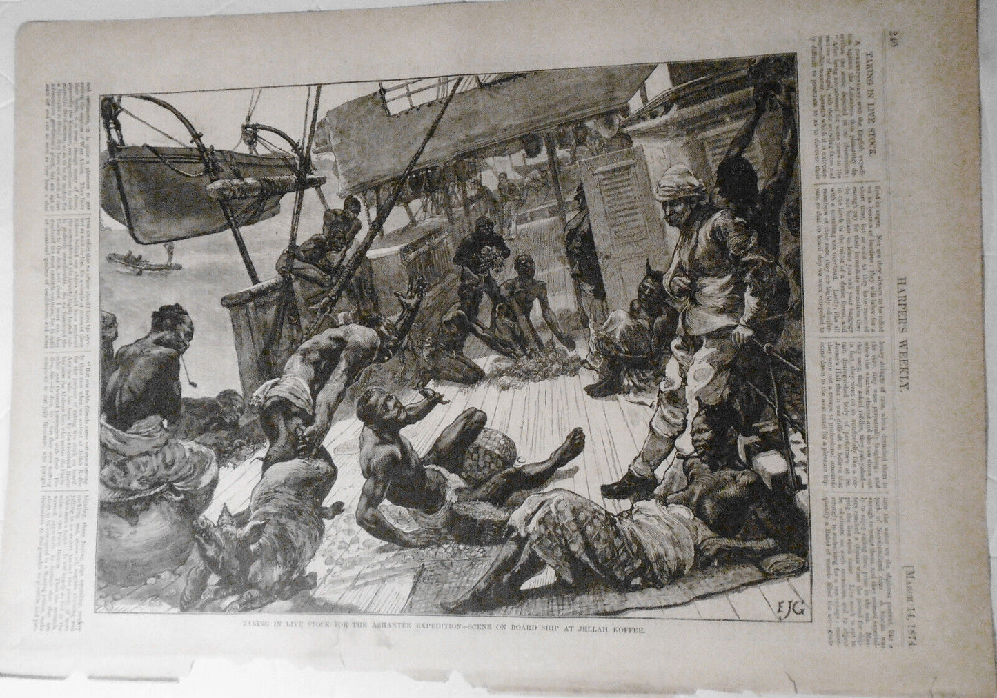 Taking in Live Stock for the Ashantee Expedition - at Jellah Koffee HW 1874