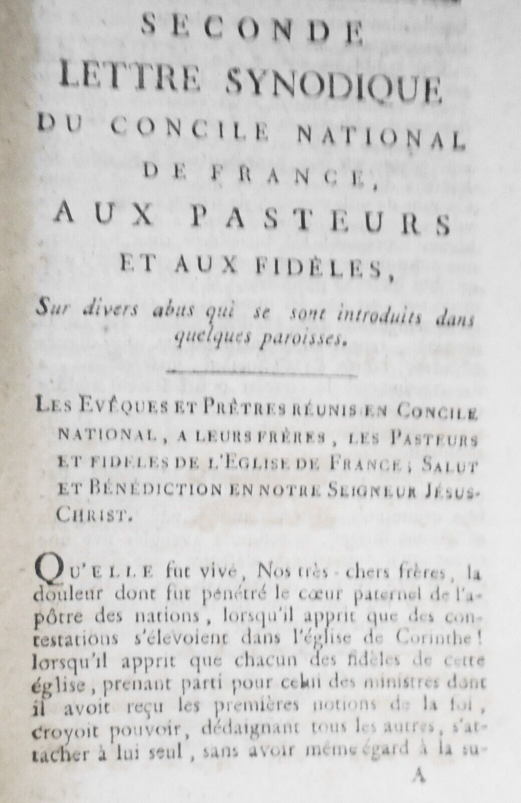 1797 Seconde lettre synodique du Concile national de France