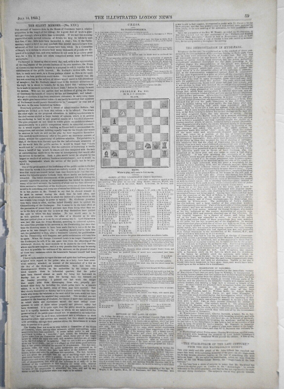 1855 Chess Celebrities at the Leamington Chess Club :  Staunton, Lowenthal et al