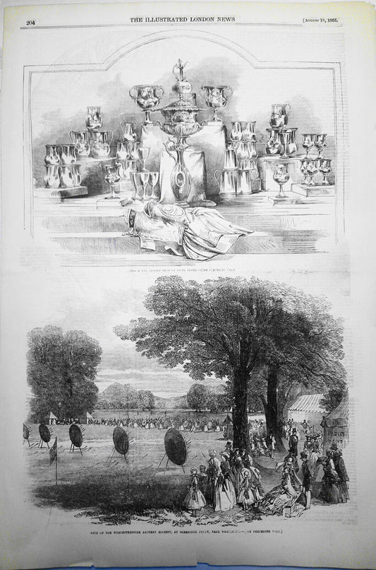Fete of the Worcestershire Archery Society -  Illustrated London News, 1855