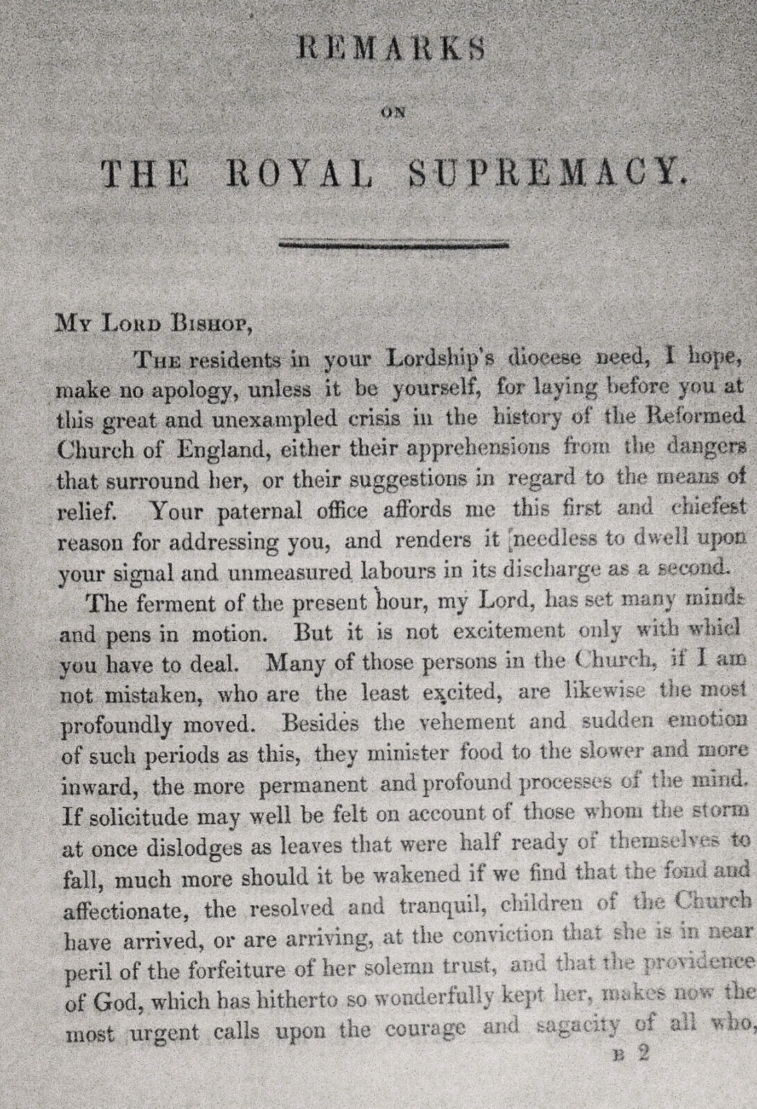 1850 Gladstone: Remarks on Royal Supremacy as It is Defined By Reason, History..