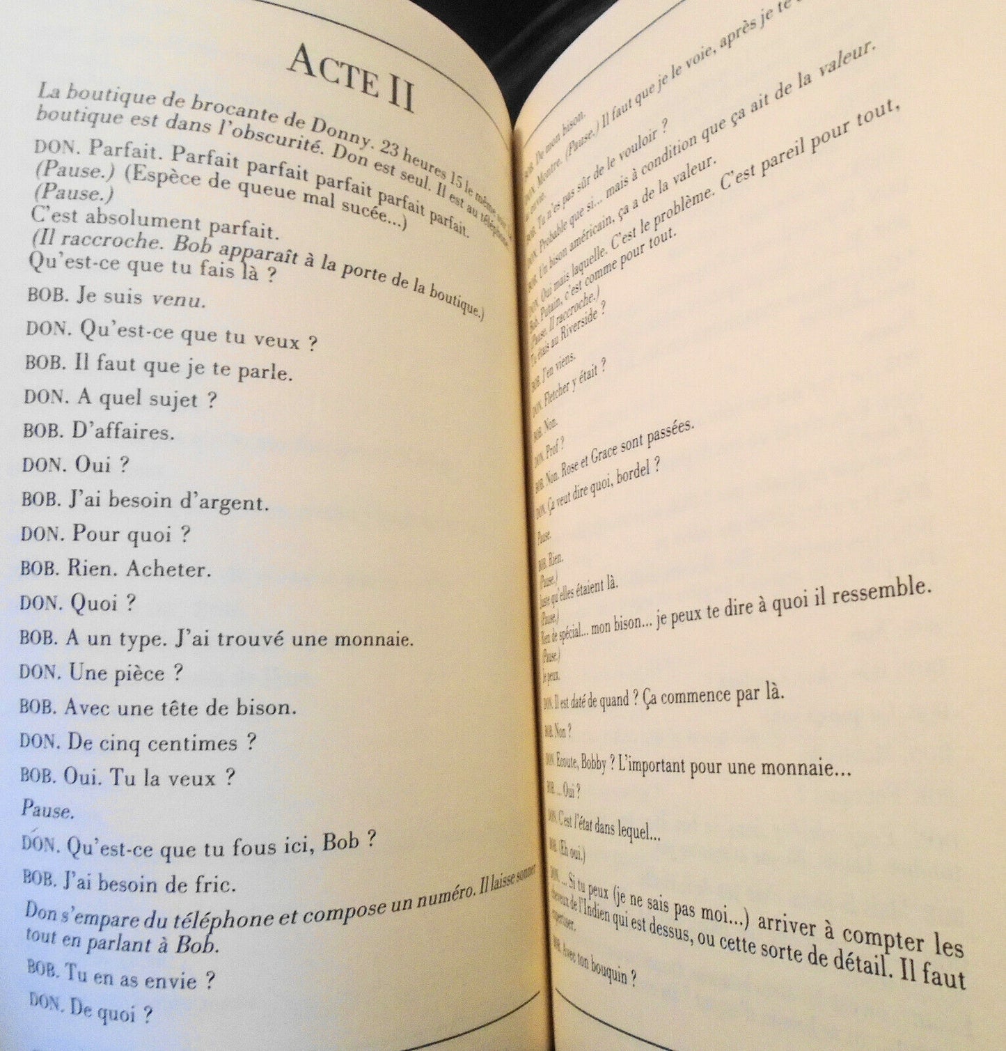 American Buffalo, by David Mamet  / Adaptation francaise de Pierre Laville 1986