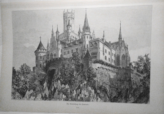 Die Marienburg Bei Hannover  --  1884 Original antique print