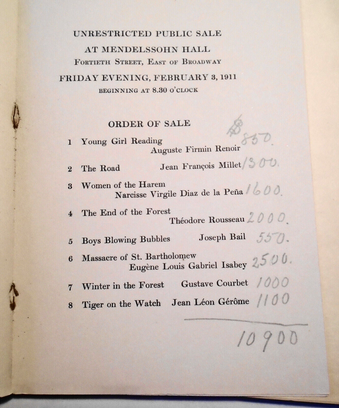 1911 Catalogue of important modern paintings Felix Isman -American Art Galleries