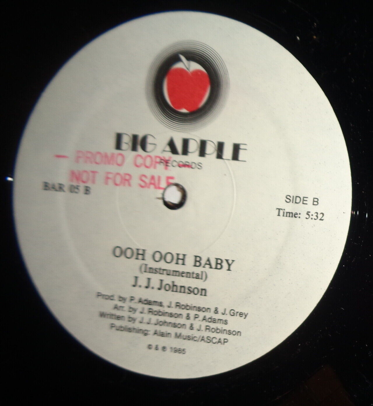 J.J. Johnson – Ooh Ooh Baby - Vinyl, 12", 33 ⅓ RPM - 1985 Promo copy