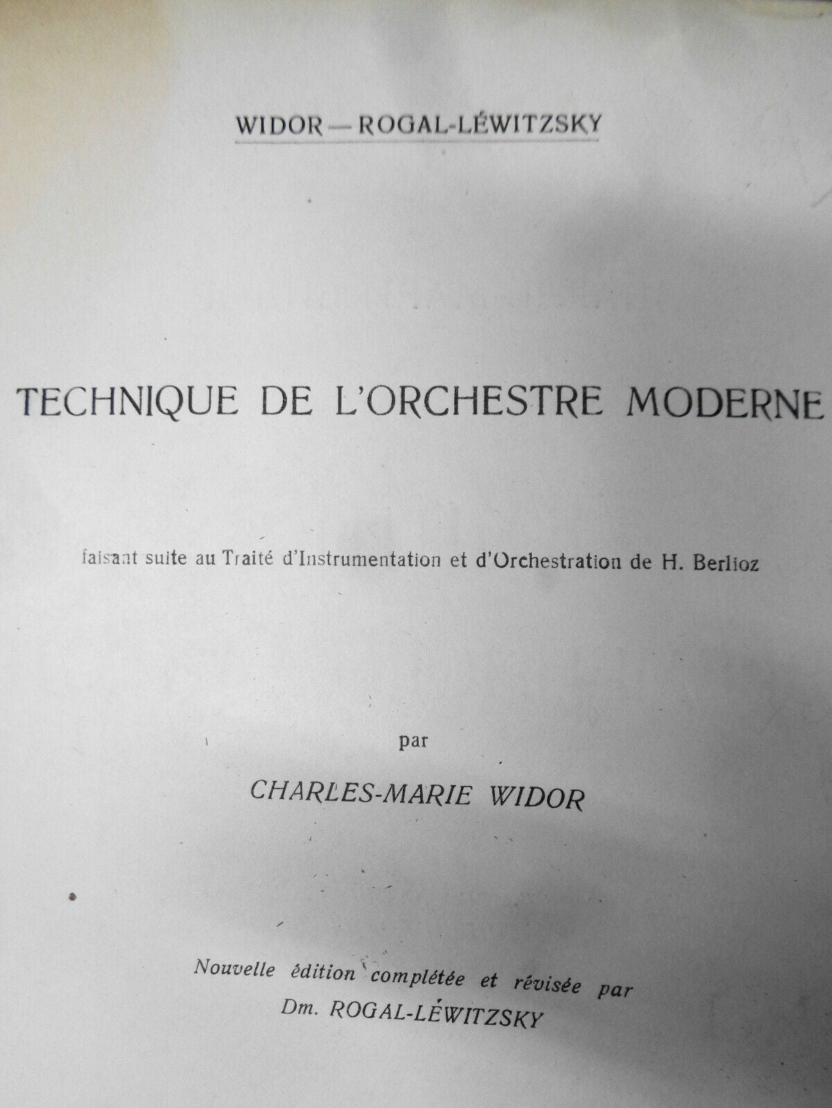 Widor : Техника современного оркестра /Technique de l'Orchestre Moderne 1938