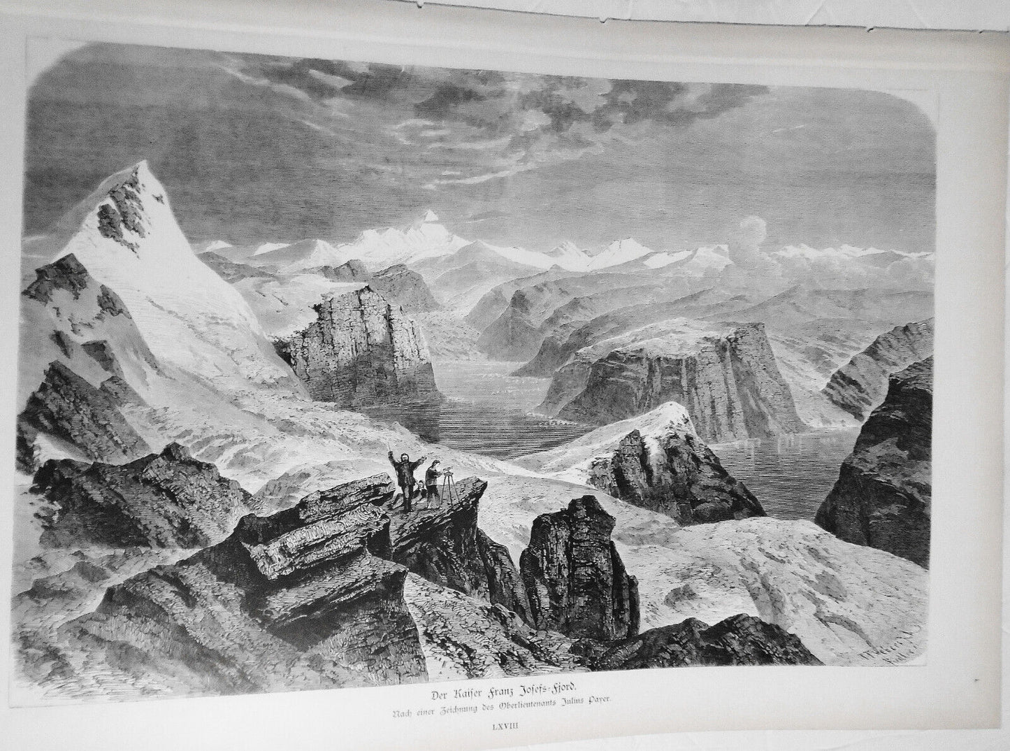 Der Kaiser Franz Josefs - fjord, by Julius Payer   --  1884 Original print