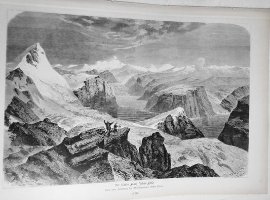 Der Kaiser Franz Josefs - fjord, by Julius Payer   --  1884 Original print