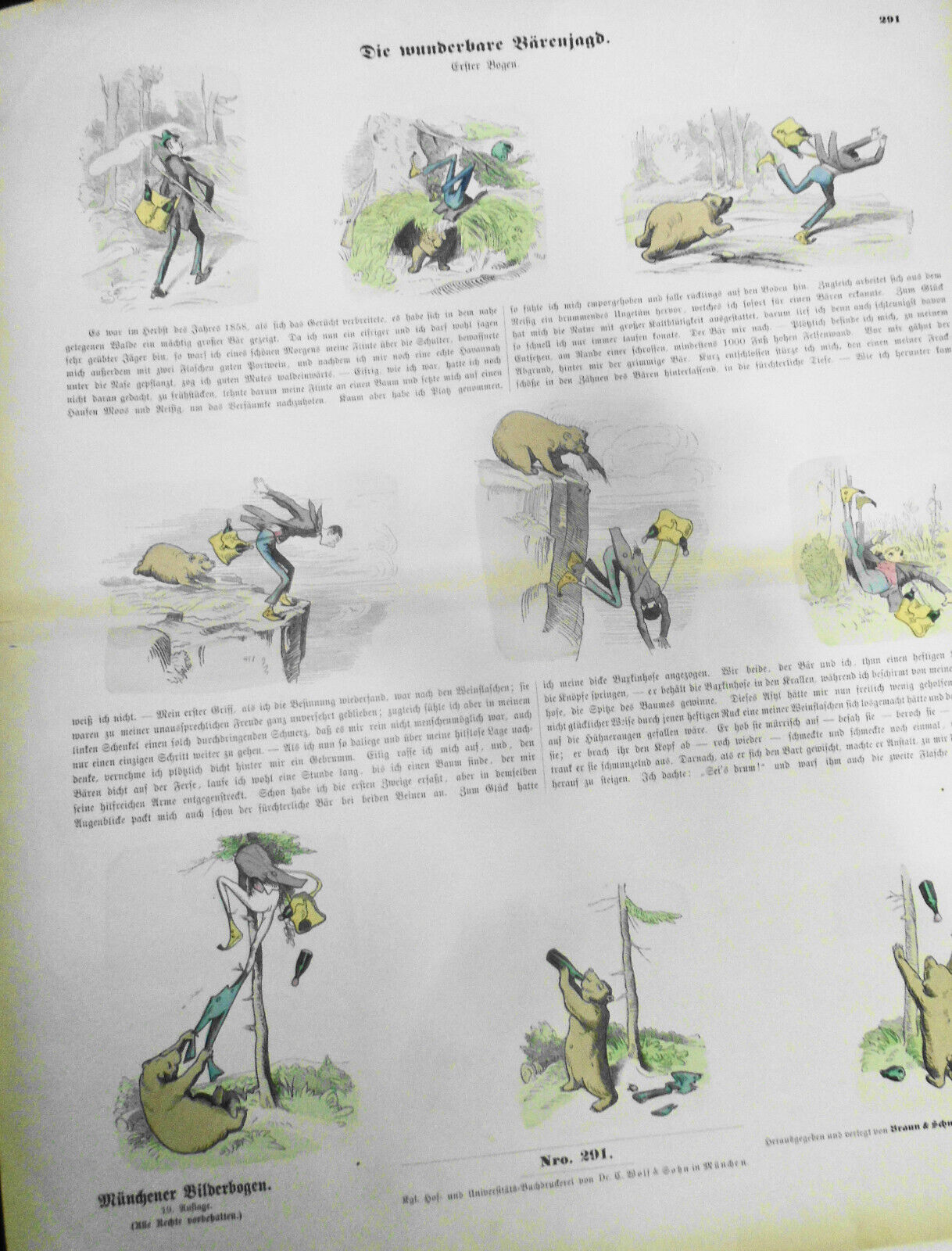 1890 Die wunderbare Bärenjagd - Münchener Bilderbogen N. 291, by Wilhelm Busch