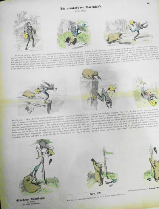 1890 Die wunderbare Bärenjagd - Münchener Bilderbogen N. 291, by Wilhelm Busch