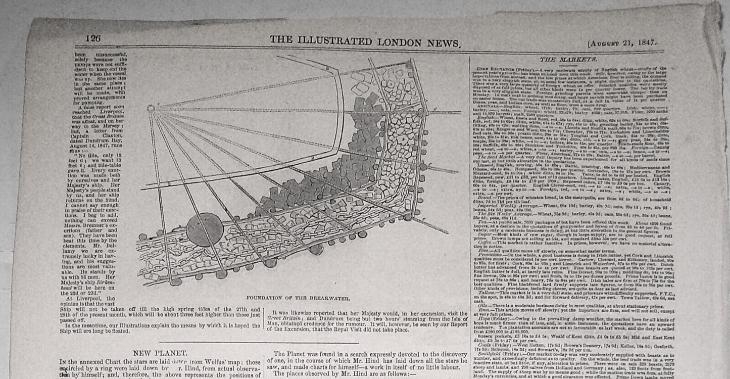 The "Great Britain" Steamship - August 21, 1847 Illustrated London News section