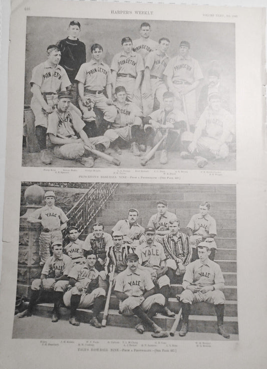 Princeton's Baseball Nine & Yale's Baseball Nine - Harper's Weekly June 13, 1891