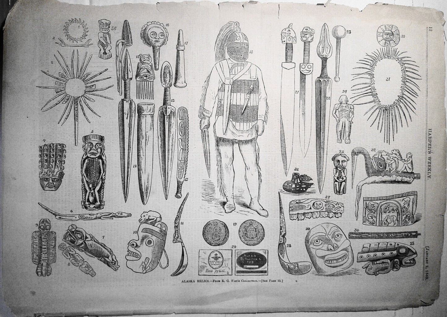 Alaska Relics. From E.G.  Fast's Collection. Harper's Weekly, January  2, 1869