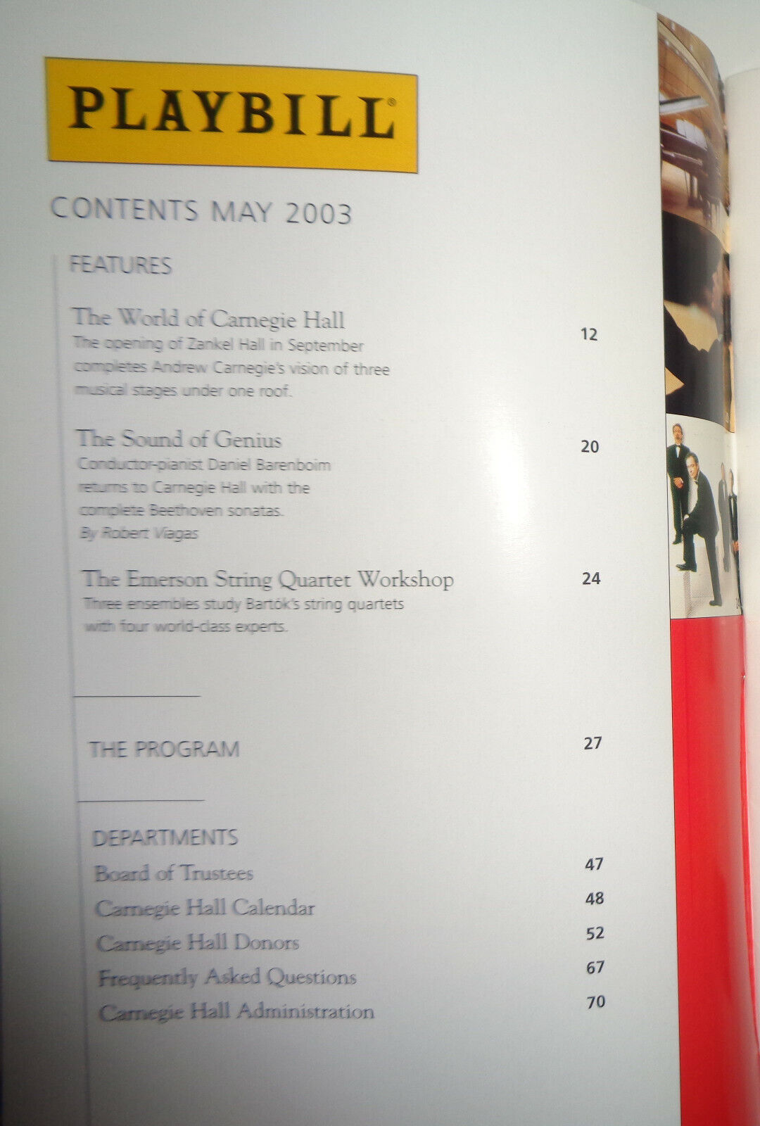 THE MET ORCHESTRA - PLAYBILL - MAY 10, 2003 200TH ANNIVERSARY HECTOR BERLIOZ