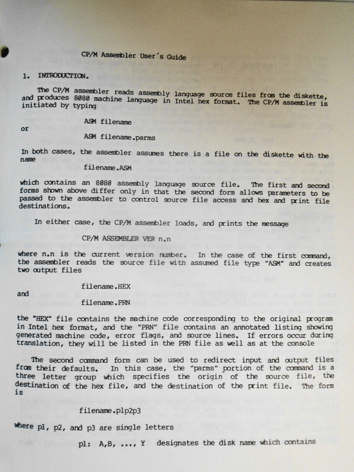 1979 Digital Research CP/M Assembler (ASM) User's Guide. Fine.