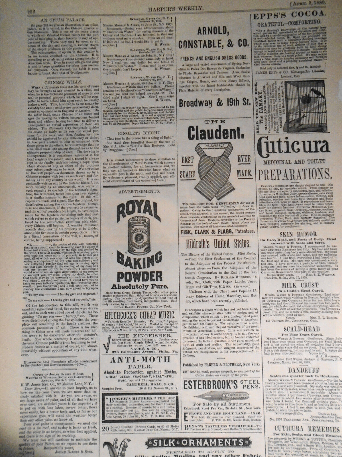 Scene in Chinese Opium Palace, San Francisco + 1st elephant born captive, 1874