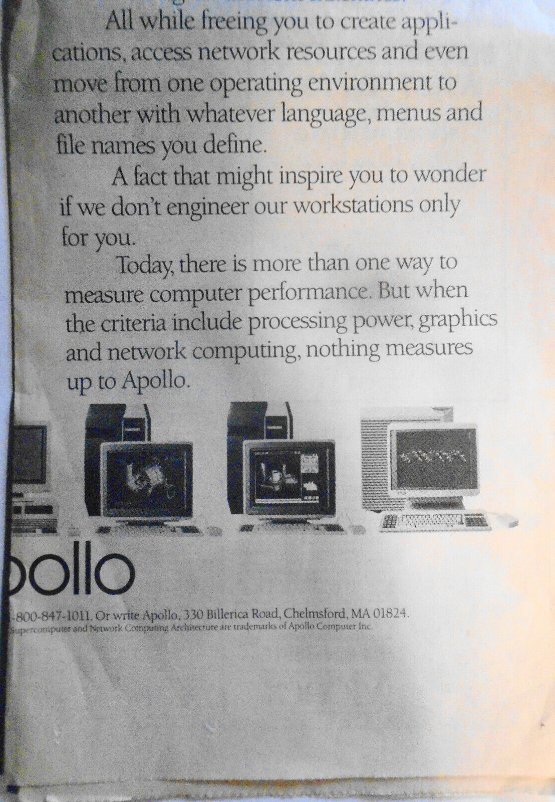 Apollo Computer giant double-page ad in The Wall Street Journal, April 19, 1988.