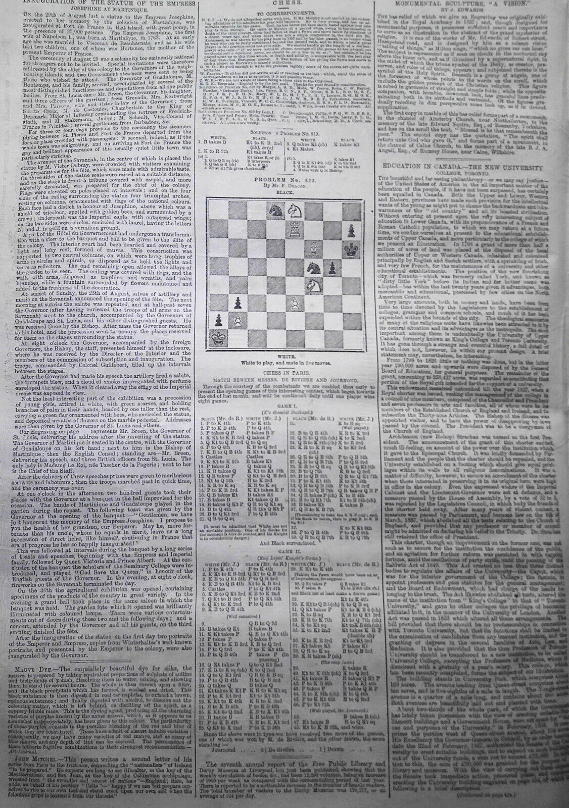 Illustrated London News, Nov. 5, 1859. Oxford University Museum & Gymnasium etc