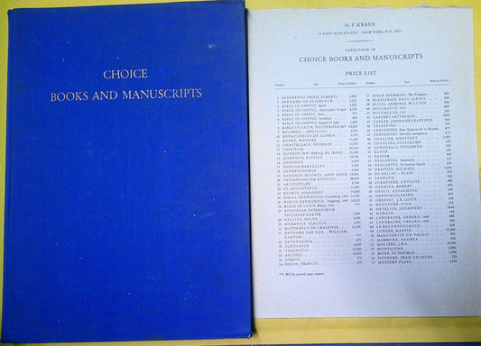 Choice Books And Manuscripts - H. P. Kraus  Catalogue  126, 1971